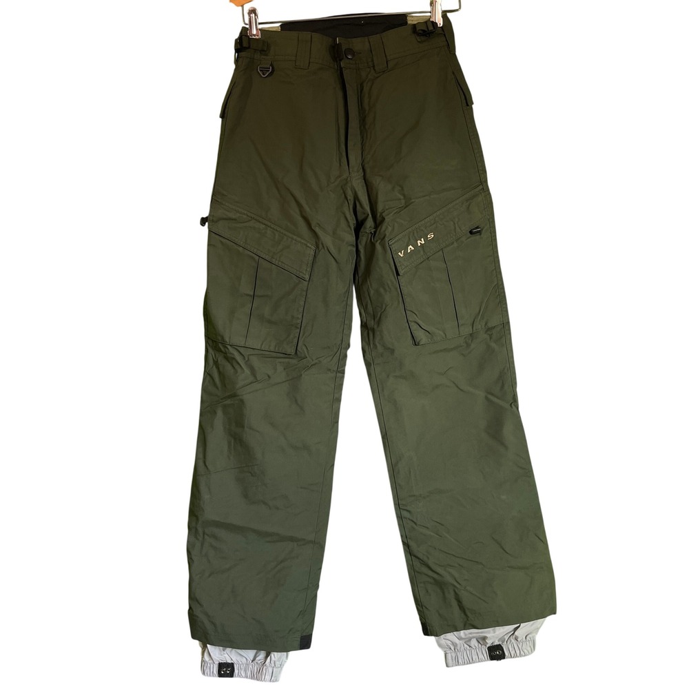 VTG Y2K Vans Snowboard Pants Small Olive Green Cargo Ski Snow Trousers